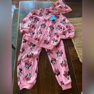 Disney Minnie Mouse Girl’s Character Print Hooded Jacket and Pants Size 5-6